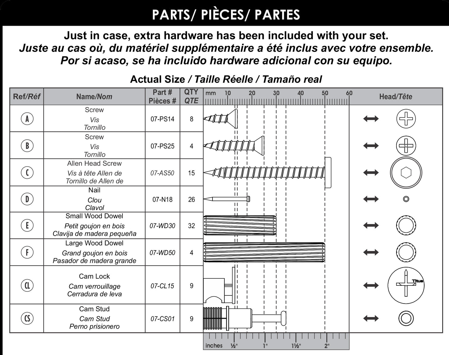 LP250-Hardware Kit for Learn 'N Store Deluxe Cubby