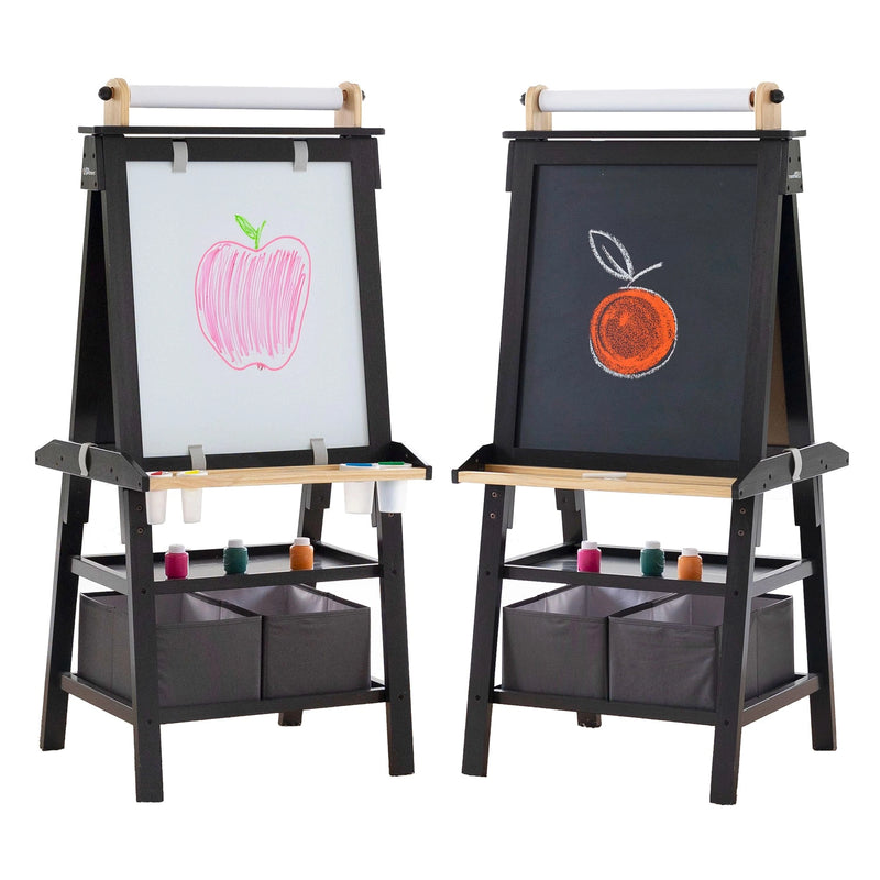 Kids wooden double-sided easel with paper roll