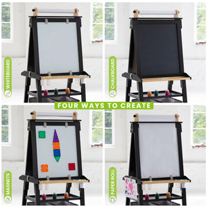 Kids wooden double-sided easel with paper roll