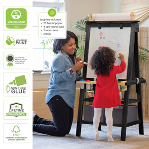 Kids wooden double-sided easel with paper roll