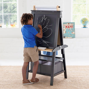 Kids wooden double-sided easel with paper roll