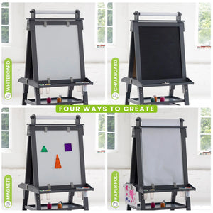 Kids wooden double-sided easel with paper roll