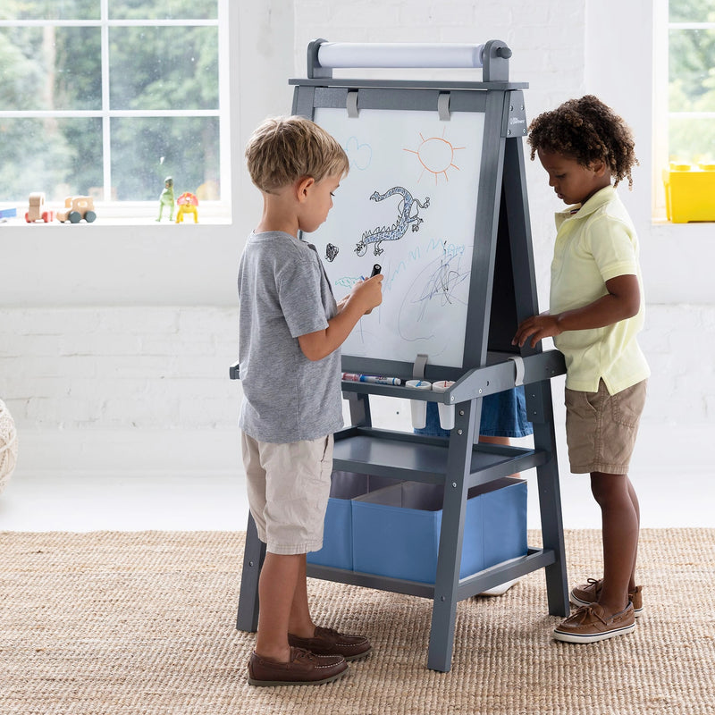 Kids wooden double-sided easel with paper roll