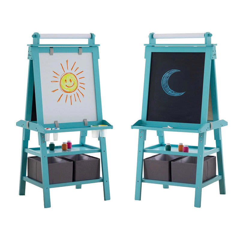 Kids wooden double-sided easel with paper roll