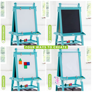 Kids wooden double-sided easel with paper roll
