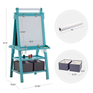 Kids wooden double-sided easel with paper roll
