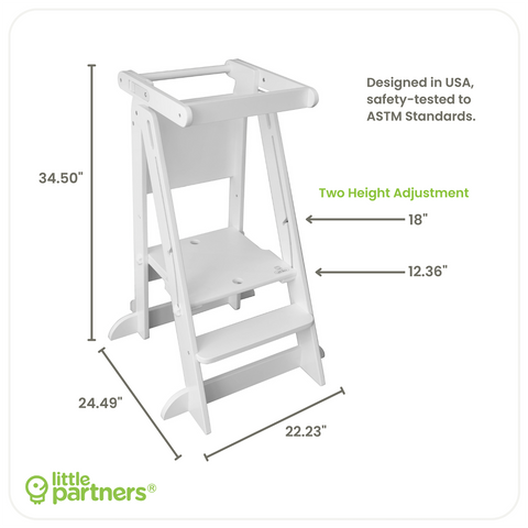 Measurements and platform heights for the Learn N Fold Learning Tower.