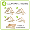 The Learn N Climb Triangle has four height settings, and folds flat for easy storage.