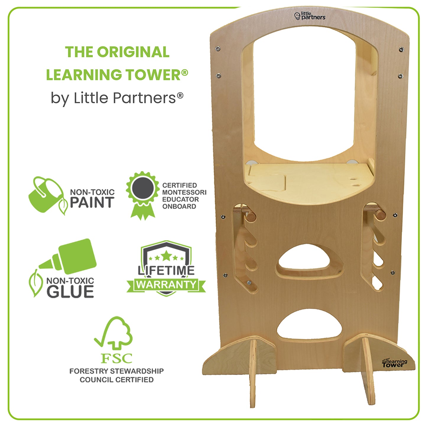 The Learning Tower is built using non toxic materials.