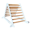 A silhouette of the Learn N Climb Triangle in Soft White with Natural rungs.