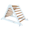 A silhouette of the Learn N Climb Triangle in Soft White with Natural rungs.