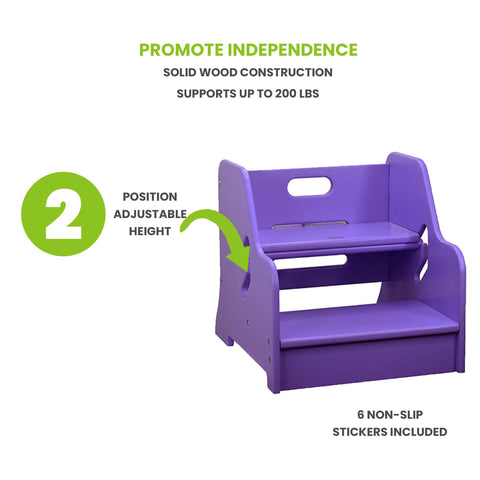 The StepUp Step Stool has two adjustable height positions and comes with non slip stickers.