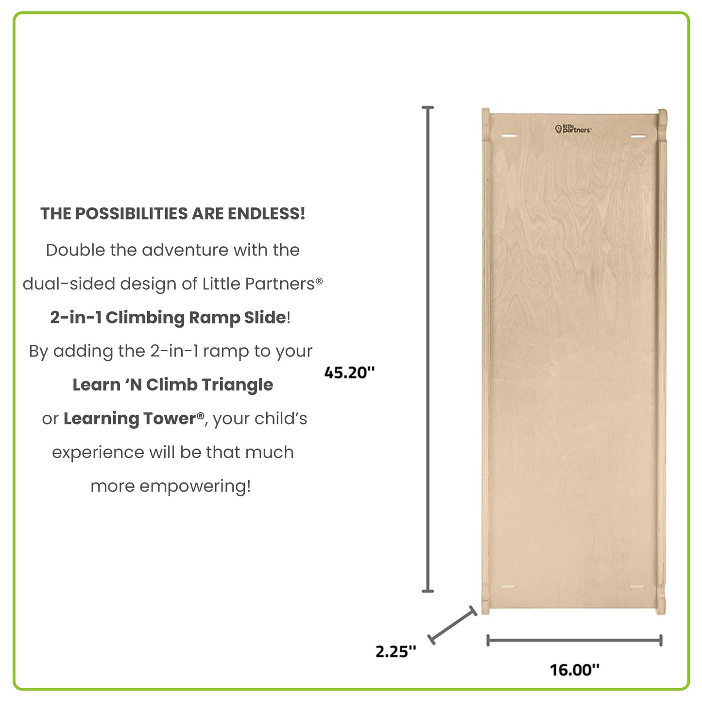 Measurements of the 2-in-1 Climbing Ramp / Slide.