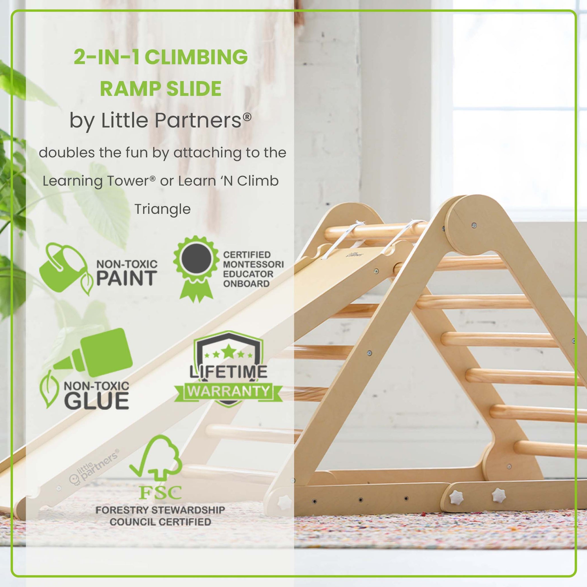 2-in-1 Montessori Climbing Ramp Slide for Toddlers –dd Little Partners